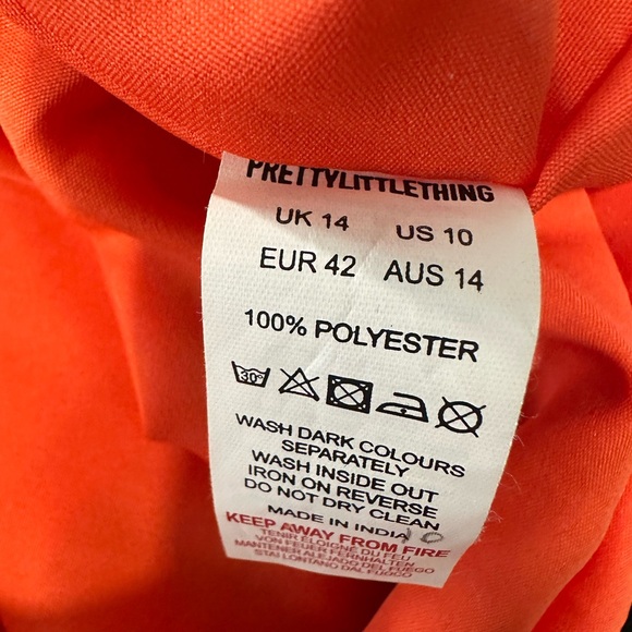 NEW PrettyLittleThing Orange Floral Devore Plunge Romper-Size 10 - Picture 6 of 9
